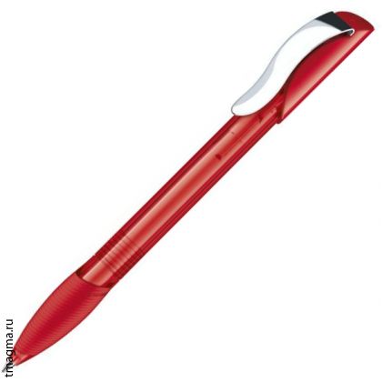 ручка с резиновым гриппом и металлическим клипом Senator Hattrix Clear Soft Grip Metal Clip, прозрачная красная 186