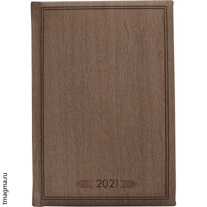 Ежедневник Wood, A5, коричневыйдатированный ежедневник А5 с имитацией фактуры дерева, блок из 352 с. включая информационный раздел, карту России и мира, белая бумага. На обложке декоративное тиснение цифр года датированный ежедневник с тиснением