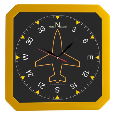 Квадратные настенные часы из желтого пластика с печатью логотипа компании