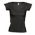Женская футболка черного цвета, глубокий вырез, 100% хлопок, нанесение логотипа шелкографией