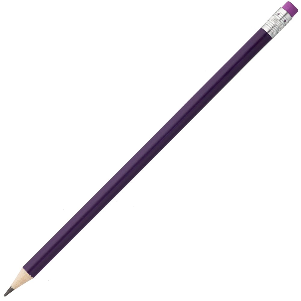 Печать логотипа на фиолетовом карандаше с фиолетовым ластиком