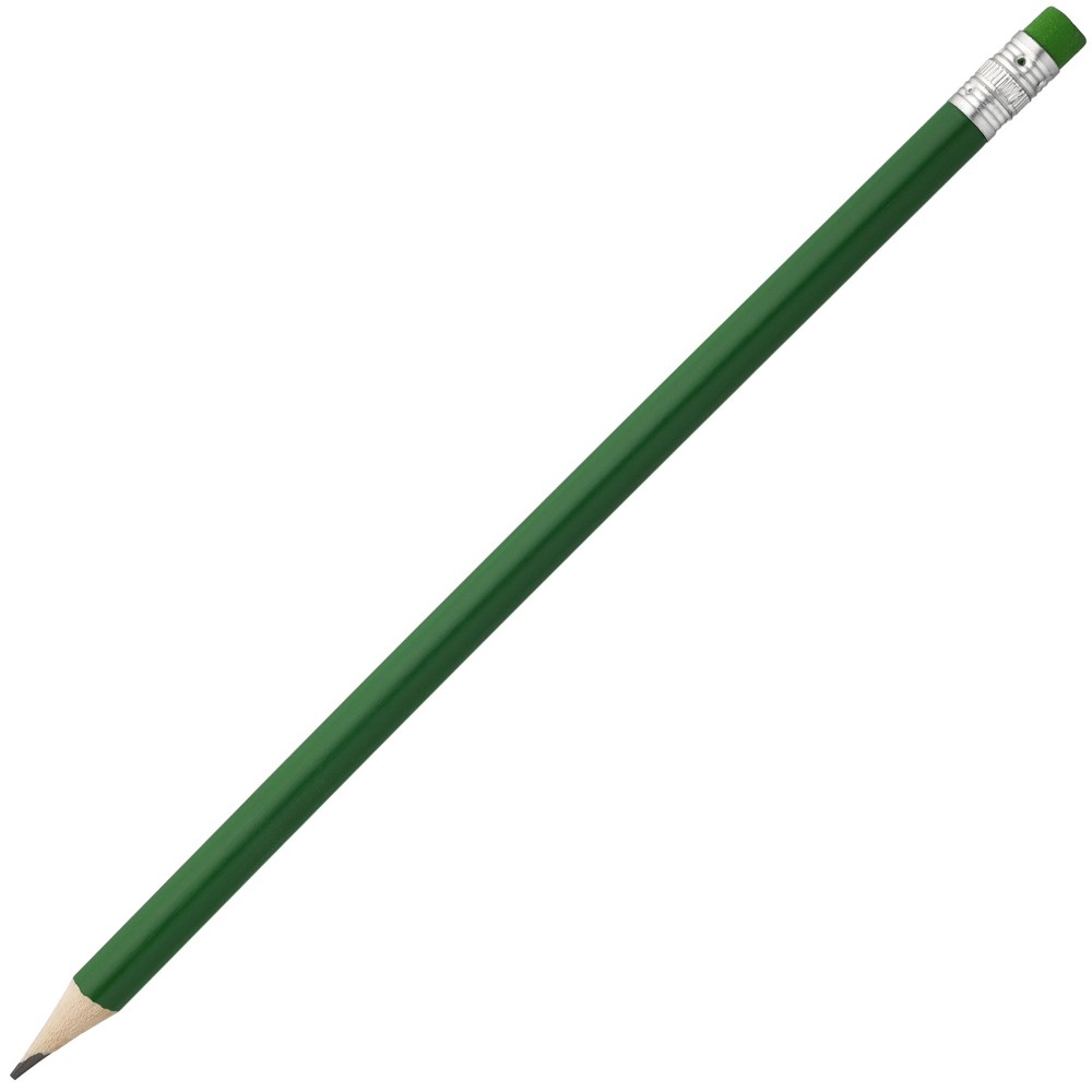 Печать на карандаше зеленого цвета с зеленым ластиком