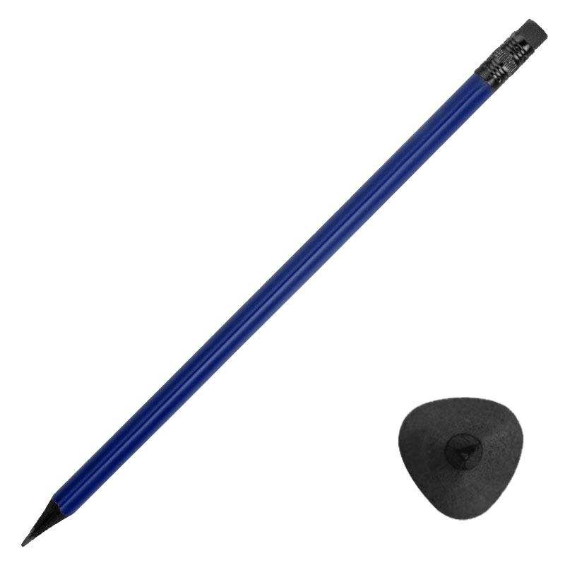 Трехгранный синий карандаш из черного дерева с ластиком