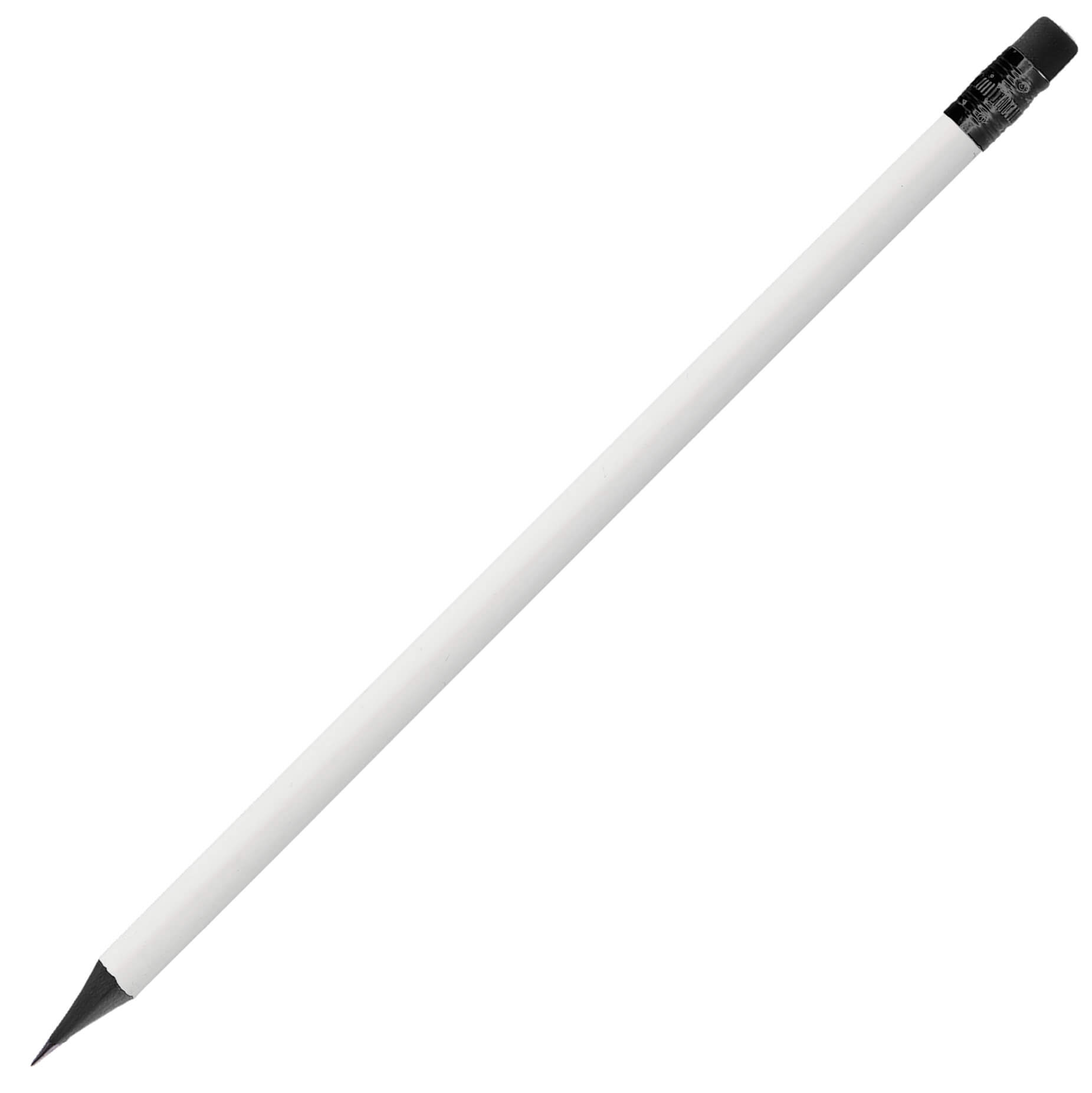 Белый карандаш с черным ластиком и черным деревом