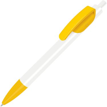 Шариковая ручка, белый/ярко-желтый