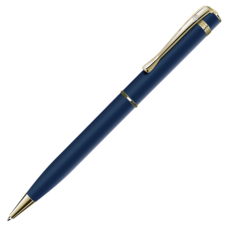 металлические ручки с логотипом, синий/золотистый