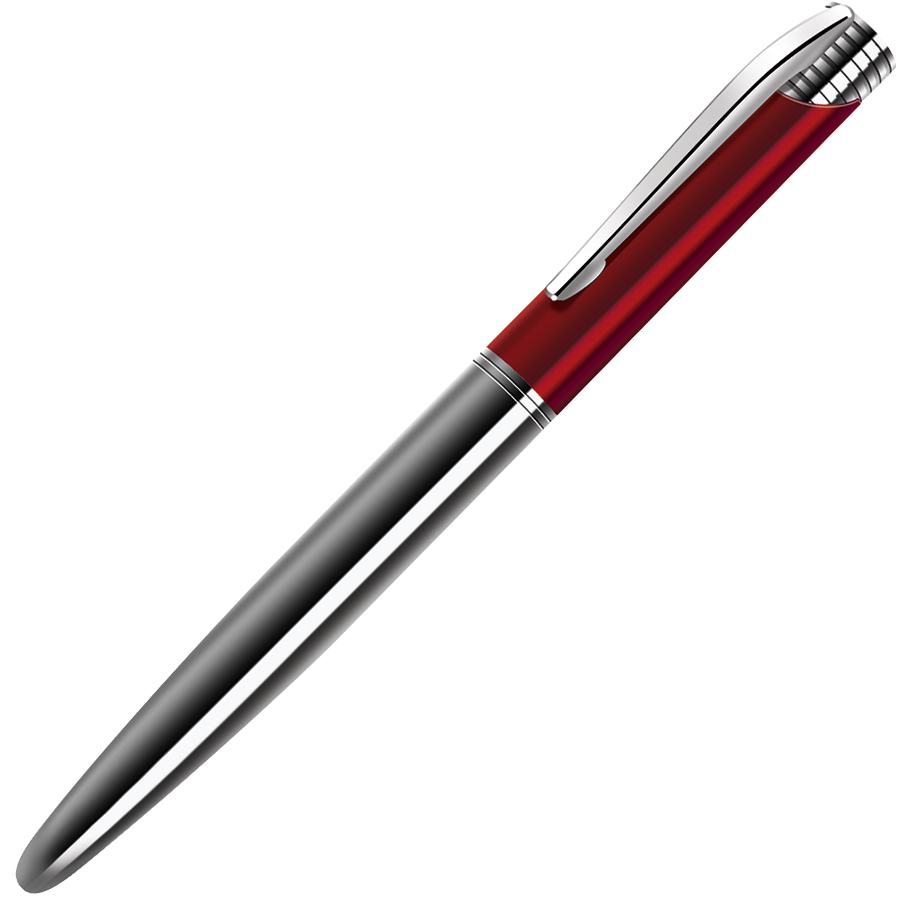 металлические ручки с логотипом, красная/серебристая