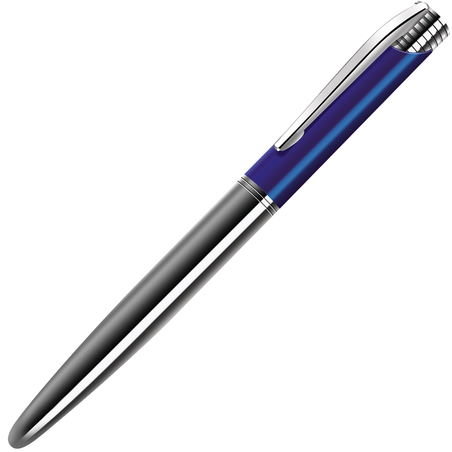 металлические ручки с логотипом, синяя/серебристая