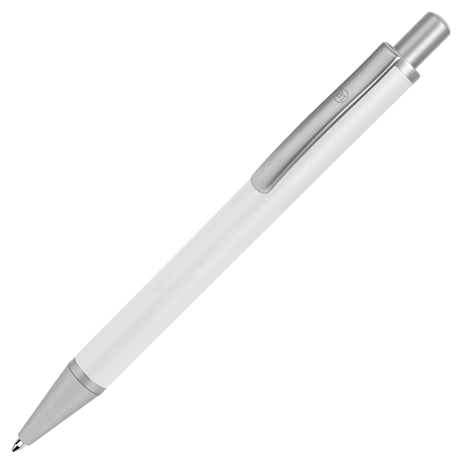 металлические ручки с логотипом, белая/серебристая