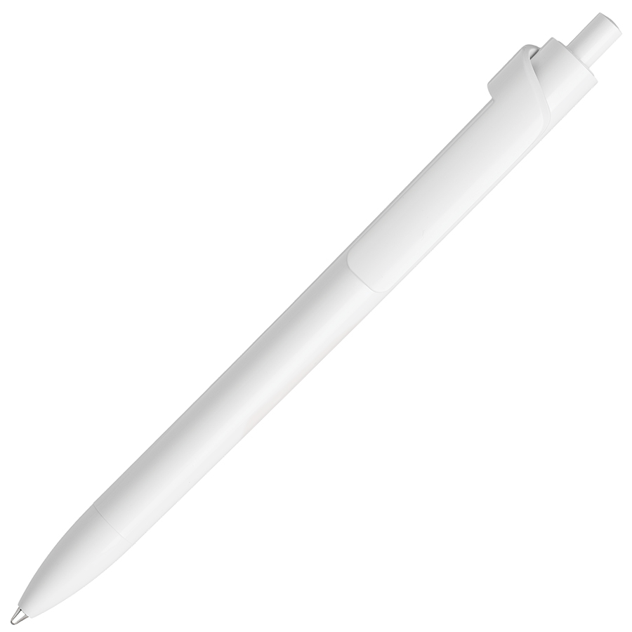 ручка с логотипом, пластиковая, полностью белая