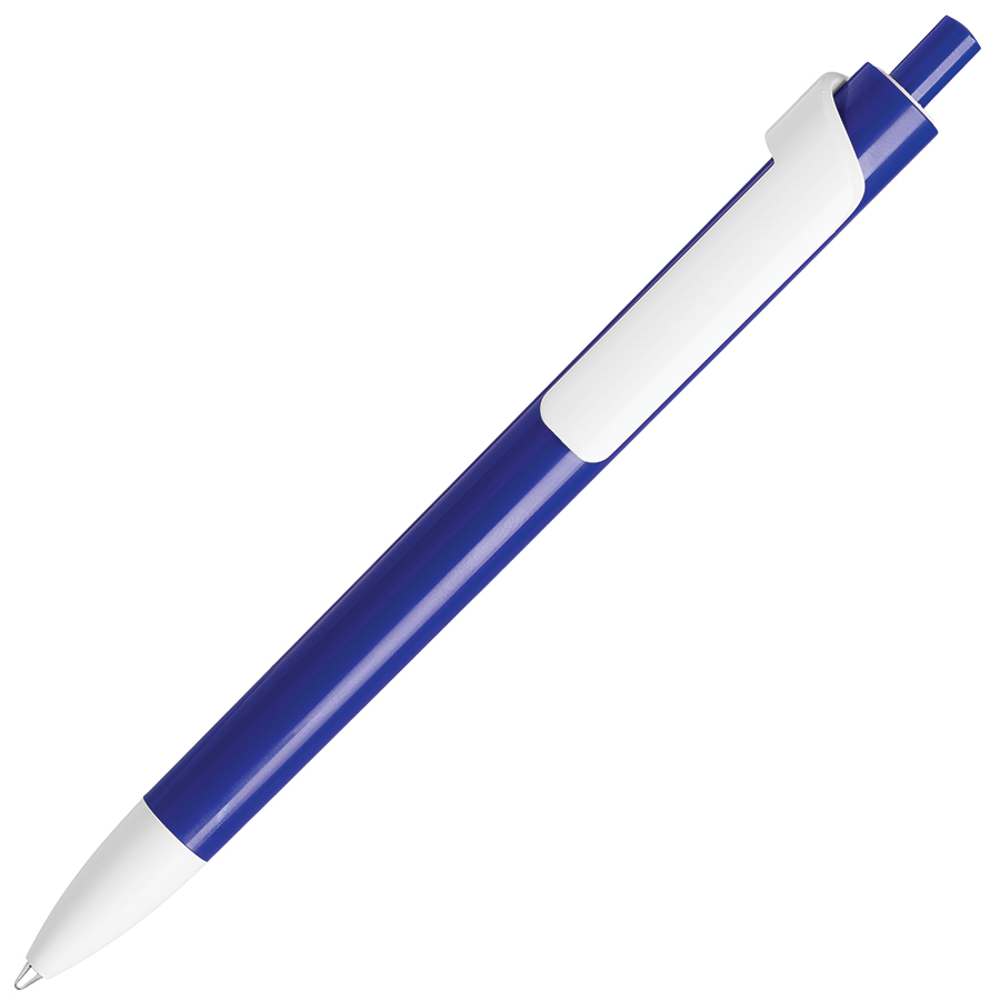 ручка с логотипом, пластиковая, синяя/белая