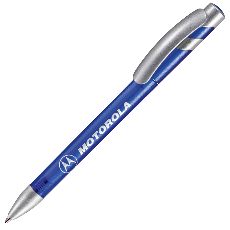 ручка с логотипом, пластиковая, синяя/серебристая