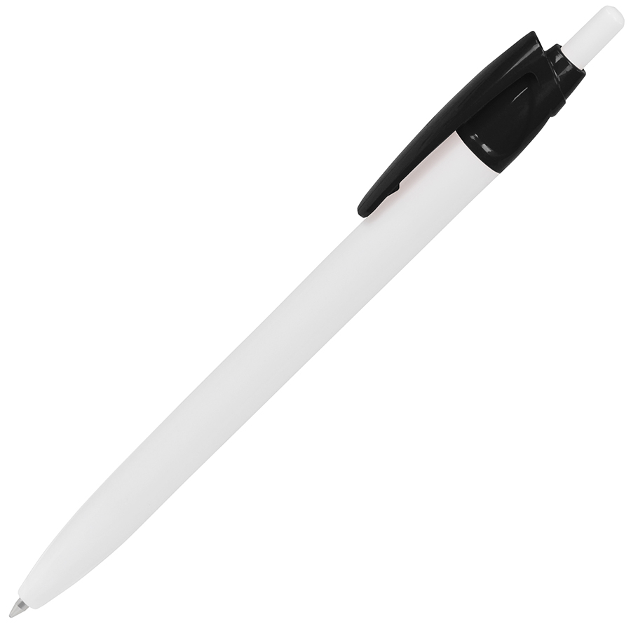 ручка с логотипом, пластиковая, белая/черная