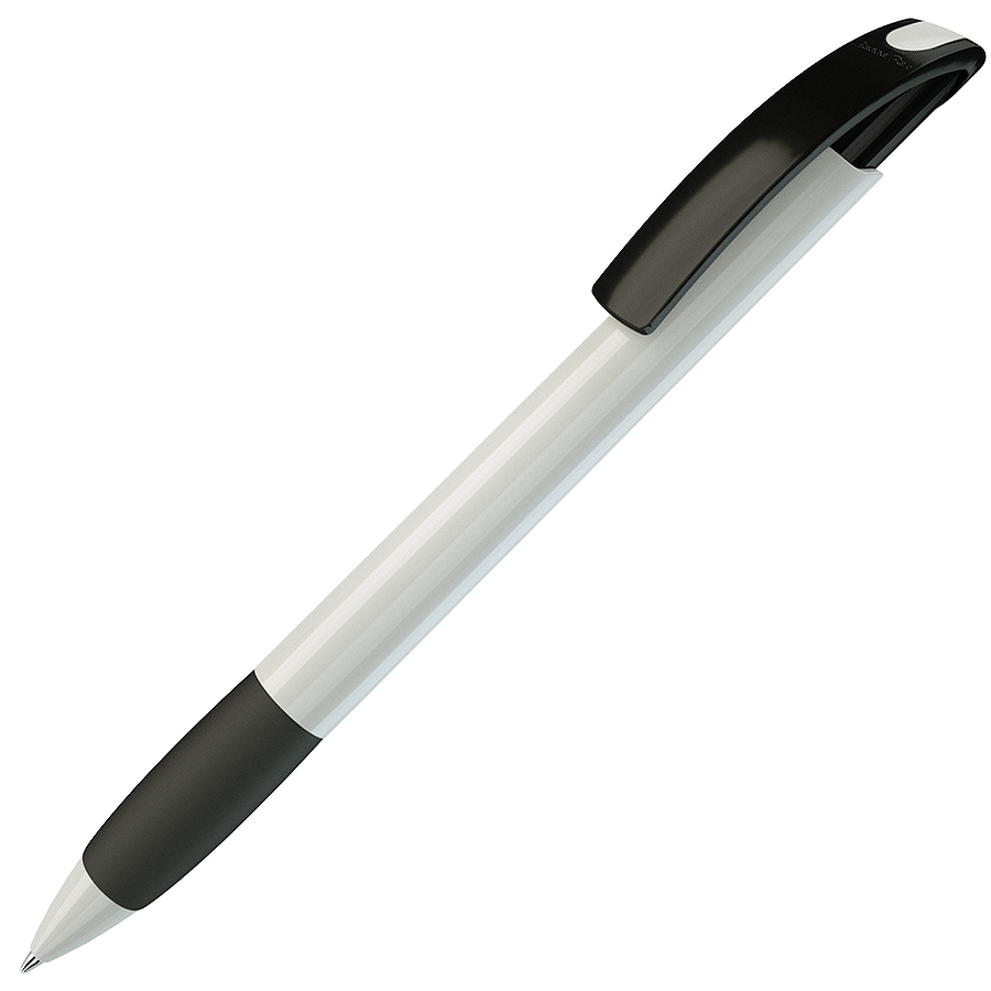 ручка с логотипом, пластиковая, белая/черная