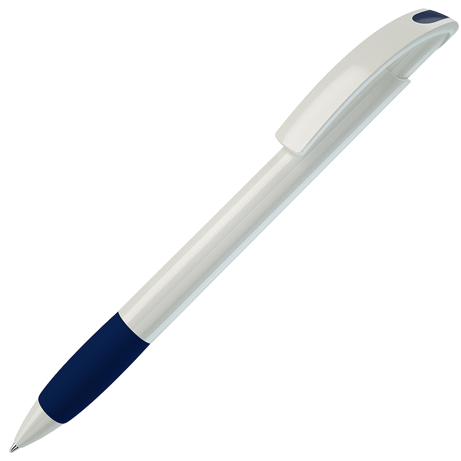 ручка с логотипом, пластиковая, белая/синяя