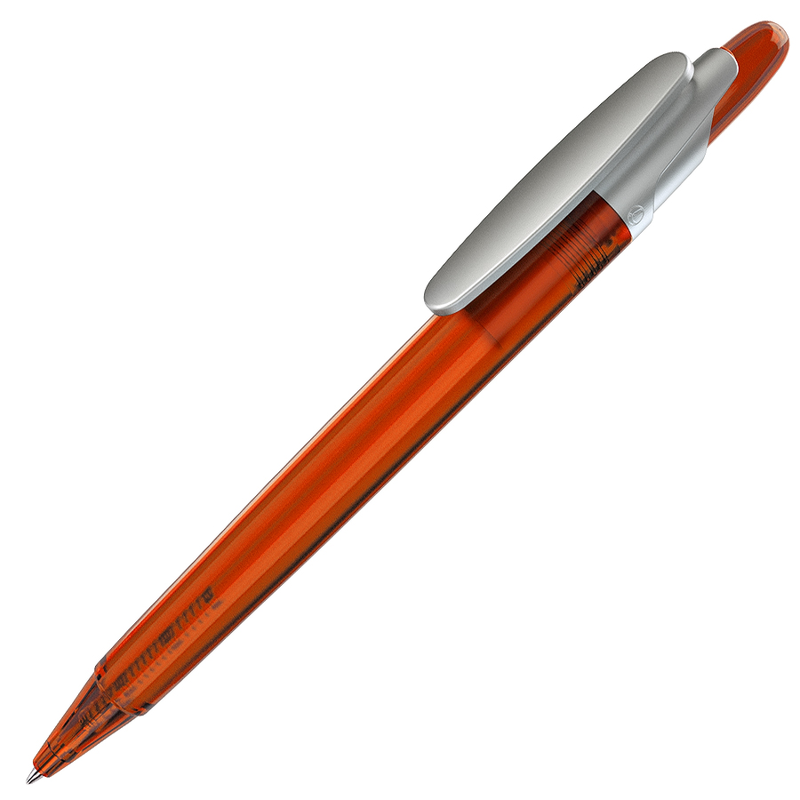 ручка с логотипом, пластиковая, оранжевая/серебристая