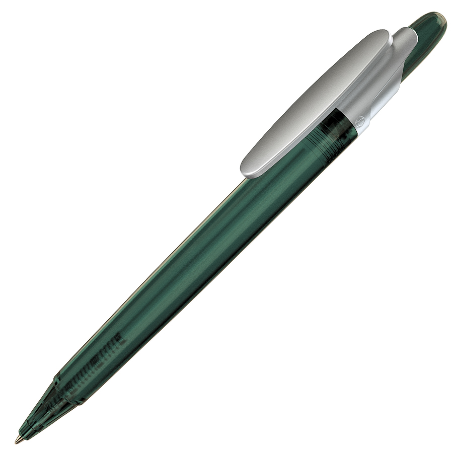 ручка с логотипом, пластиковая, зеленая/серебристая