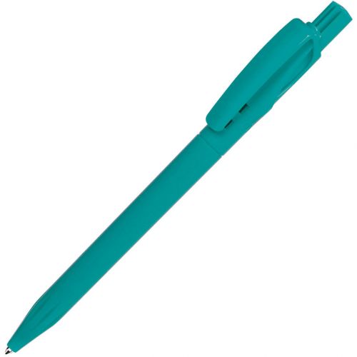 ручка с логотипом, пластиковая, полностью бирюзовая