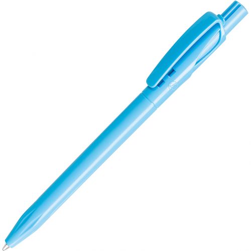 ручка с логотипом, пластиковая, полностью голубая