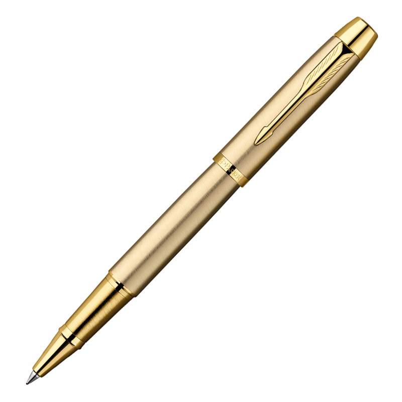 Ручка-роллер Parker IM Brushed Metal Gold GT с гравировкой на заказ