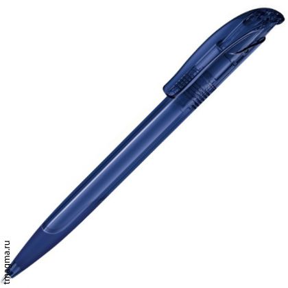 ручка Сенатор с логотипом, модель Senator Challenger Clear Soft Grip, цвет - прозрачный темно-синий