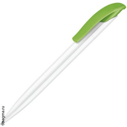 ручка Сенатор с логотипом, SENATOR Challenger Basic Polished, белая/светло-зеленая