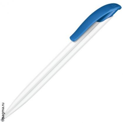 ручка Сенатор с логотипом, SENATOR Challenger Basic Polished, белая/синяя