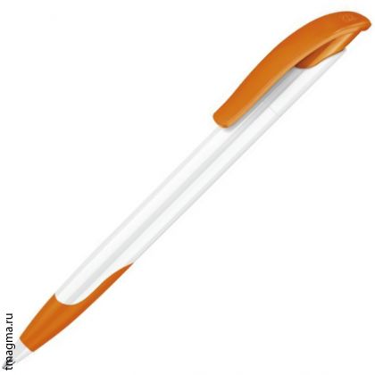 ручка Сенатор с логотипом, SENATOR Challenger Basic Polished 151, белая/оранжевая