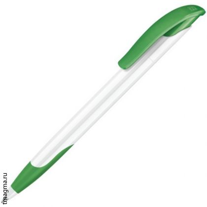 ручка Сенатор с логотипом, SENATOR Challenger Basic Polished, белая/зеленая