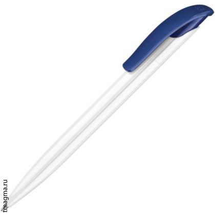 ручка Сенатор с логотипом, SENATOR Challenger Basic Polished 2757, белая/темно-синяя