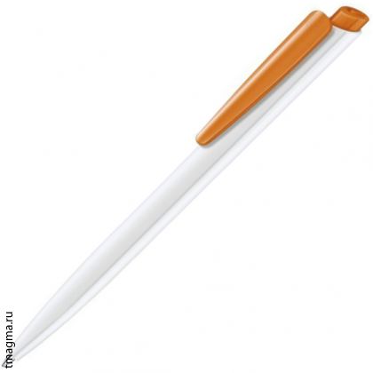 ручка Сенатор с логотипом, SENATOR Dart Basic Polished, белая/оранжевая