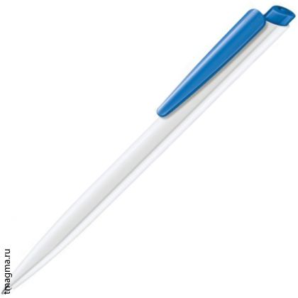 ручка Сенатор с логотипом, SENATOR Dart Basic Polished, белая/голубая
