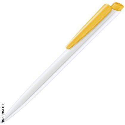 ручка Сенатор с логотипом, SENATOR Dart Basic Polished, белая/желтая