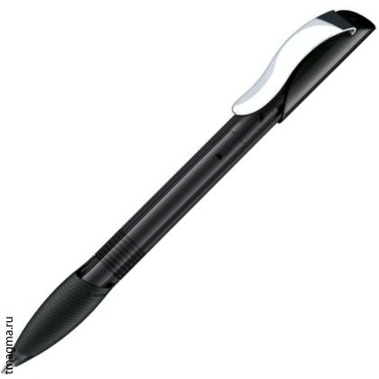 ручка с резиновым гриппом и металлическим клипом Senator Hattrix Clear Soft Grip Metal Clip, прозрачная черная