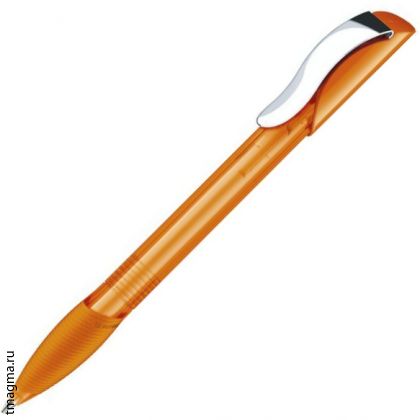 ручка с резиновым гриппом и металлическим клипом Senator Hattrix Clear Soft Grip Metal Clip, прозрачная оранжевая 151