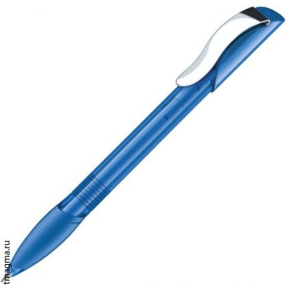 ручка с резиновым гриппом и металлическим клипом Senator Hattrix Clear Soft Grip Metal Clip, прозрачная синяя 2935