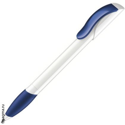 ручка с резиновым гриппом Senator Hattrix Polished Basic Soft Grip, белая/темно-синяя 2757