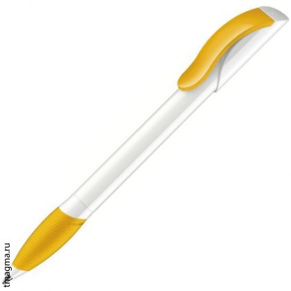 ручка с резиновым гриппом Senator Hattrix Polished Basic Soft Grip, белая/желтая 7408