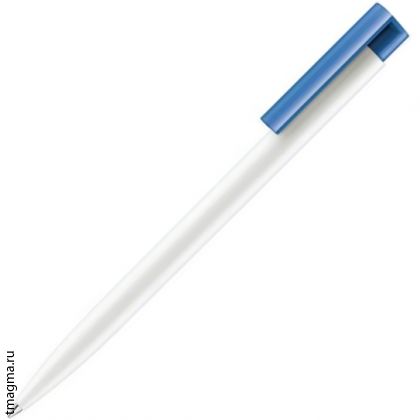 ручка Сенатор с логотипом, SENATOR New Hit, белая/синяя