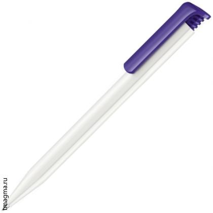 ручка Сенатор с логотипом, SENATOR Super-Hit Basic Polished, белая/фиолетовая