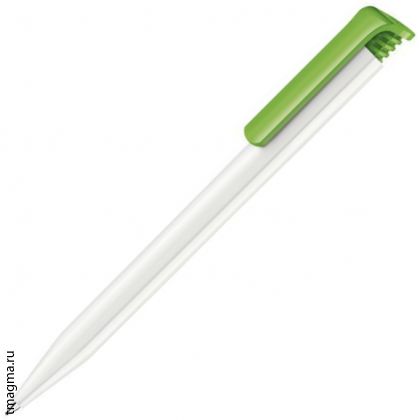 ручка Сенатор с логотипом, SENATOR Super-Hit Basic Polished, белая/салатовая