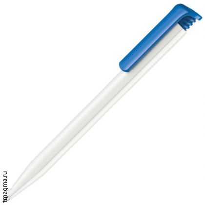 ручка Сенатор с логотипом, SENATOR Super-Hit Basic Polished, белая/синяя