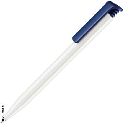 ручка Сенатор с логотипом, SENATOR Super-Hit Basic Polished, белая/темно-синяя